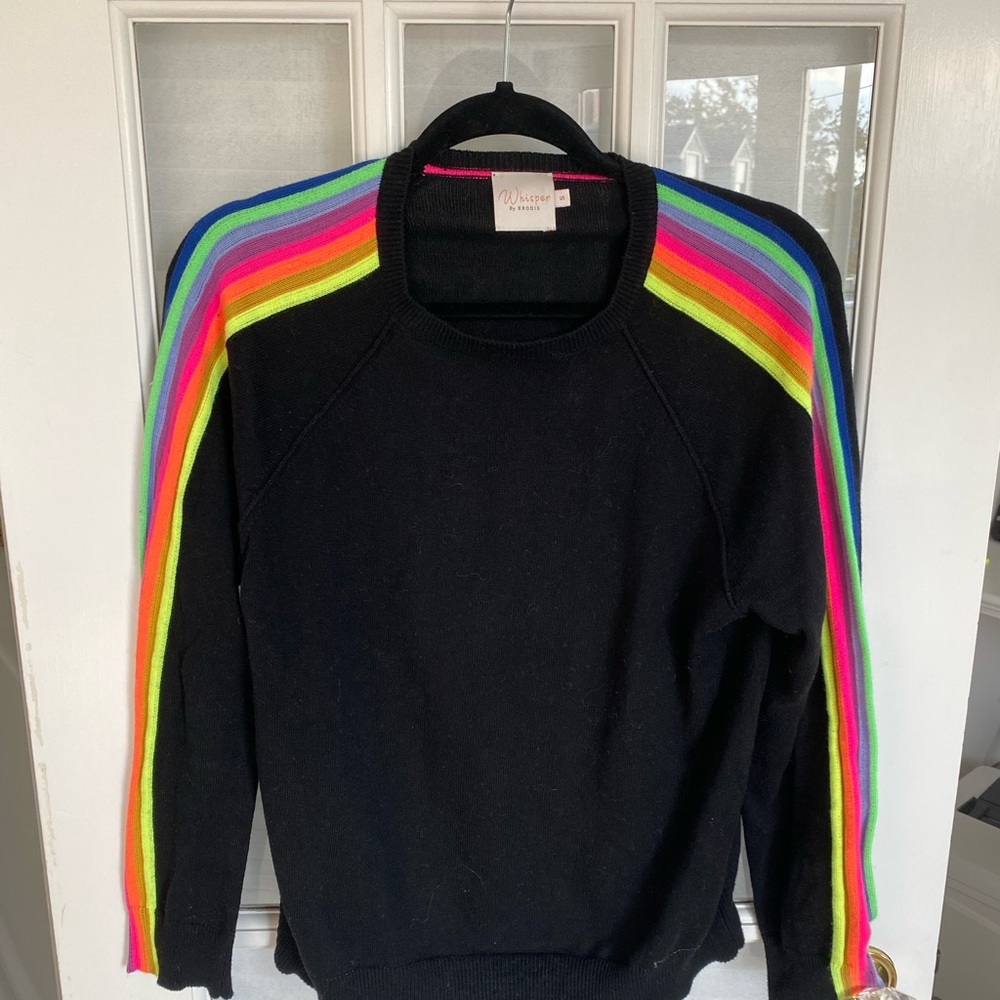 Brodie Cashmere Rainbow Sleeve black sweater